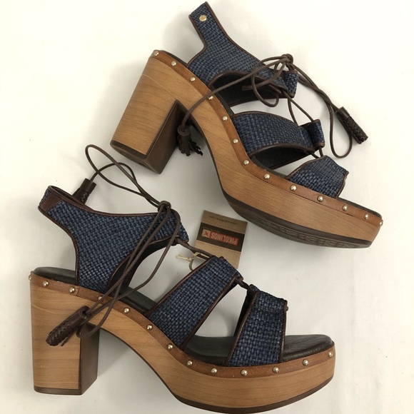 PIKOLINOS Sz 42 Blue Leather Platform Sandals - Olmo - Picture 8 of 13